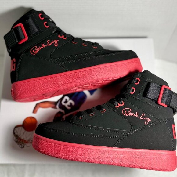 PATRICK EWING ATHLETICS KIDS GS 33 HI REBOUND Black/Black/Chinese Red Size 5 - Picture 5 of 9